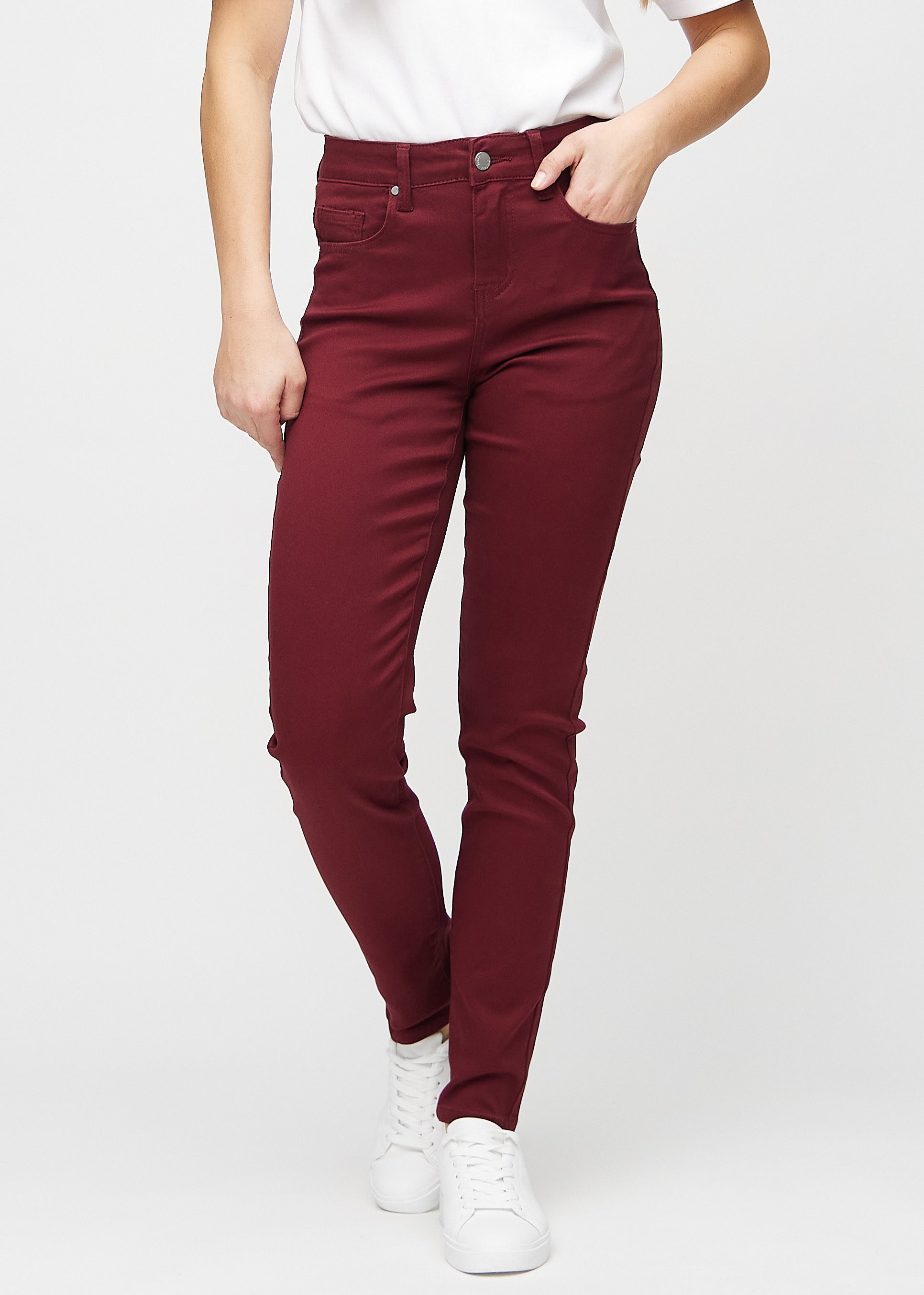 Dark red skinny jeans fashion womens